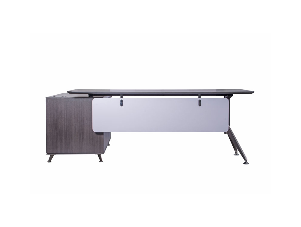 Nero Executive Desk with Credenza Unit Left