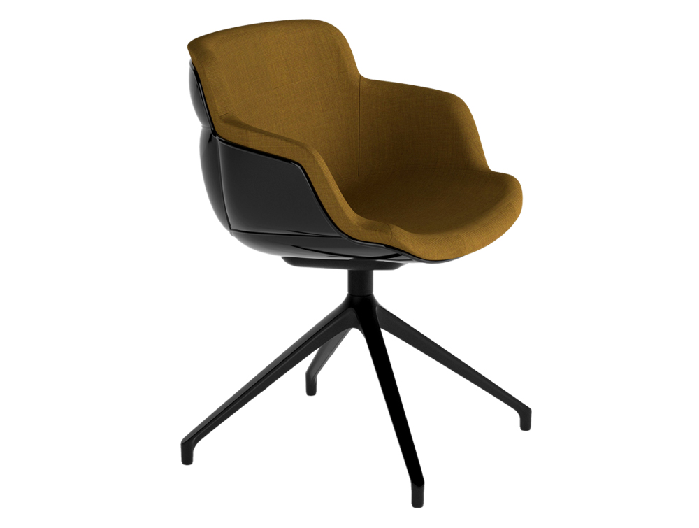 Gaber Choppy Sleek Shell Canteen Armchair with Trestle Base