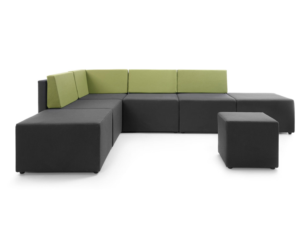 Lounge L Shape Low Back Sofa With Pouffe