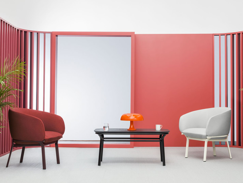 Grace Rectangular Table Radius Office Uk Grace Armchair On 4 Legged Base With Red And White Finish Black Table