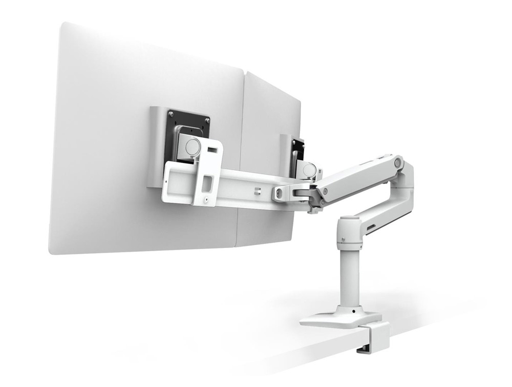Ergotron Lx Desk Dual Direct Arm In White With Under Mount C Clamp
