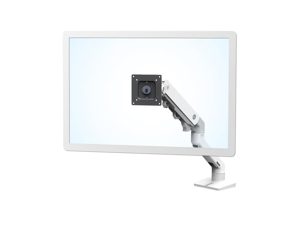Ergotron HX Desk Heavy Monitor Arm in White with Two-Piece Clamp