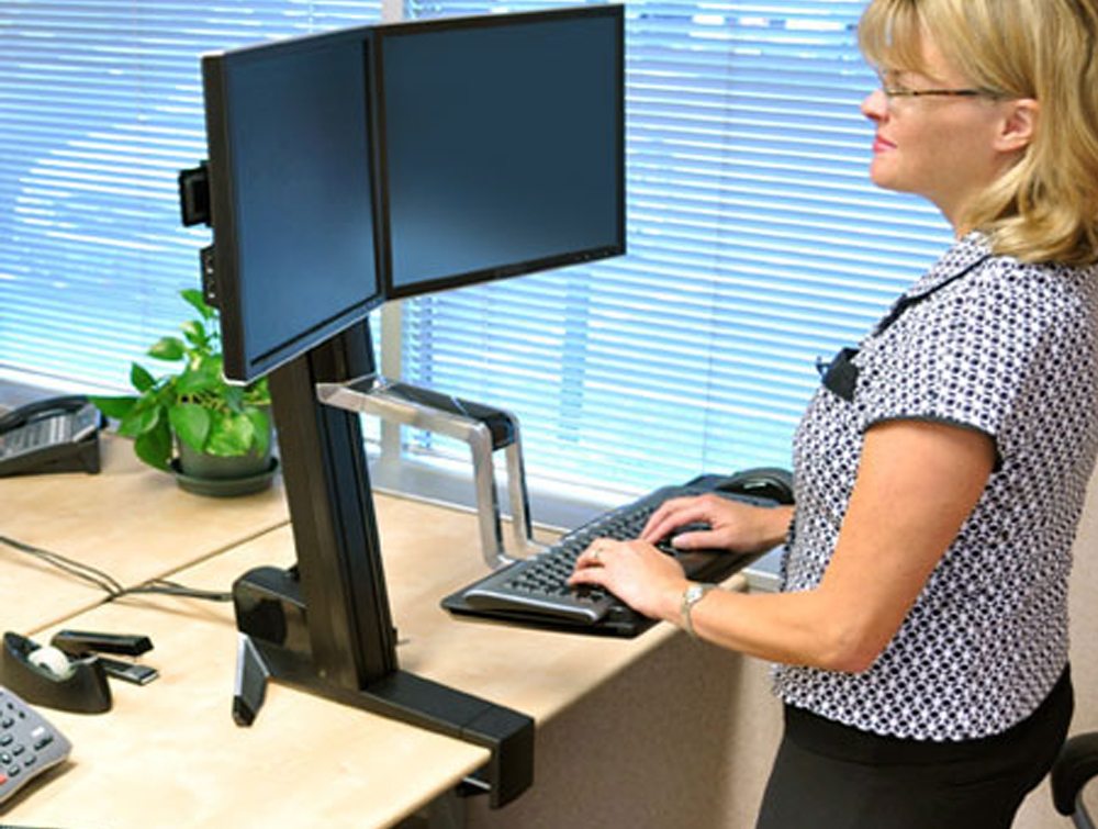 Ergotron Workfit S Sit Stand Workstation With Dual Monitor Mounts