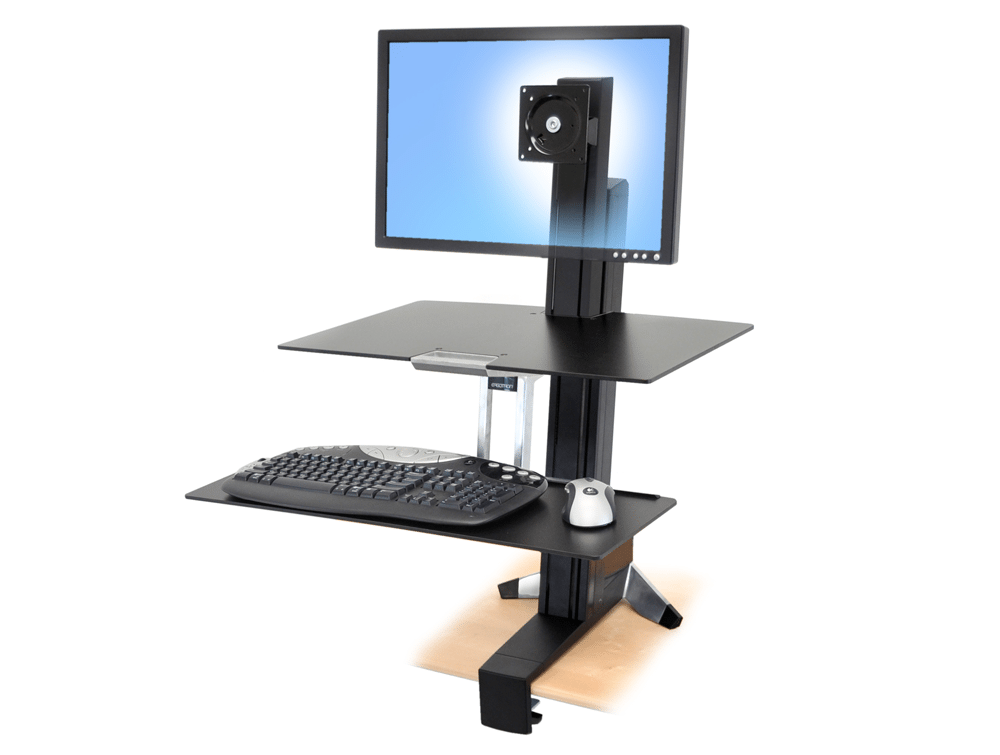Ergotron WorkFit S Sit Stand Workstation with Worksurface - Black - HD