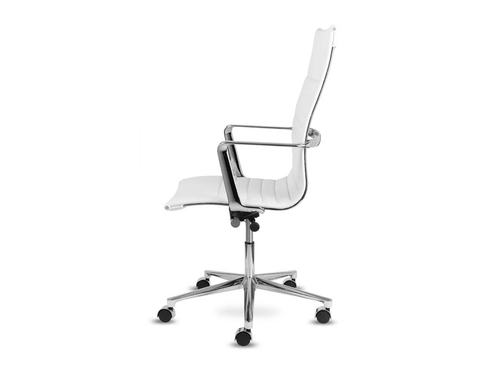 Aquila High Back Executive Ribbed Swivel Armchair In Leather