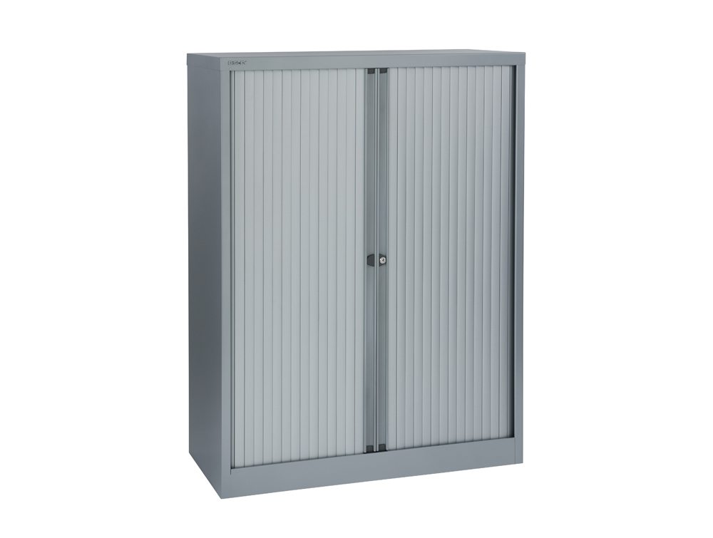 Bisley Tambour Cupboard Steel Side-Opening 52 Inch High - gray