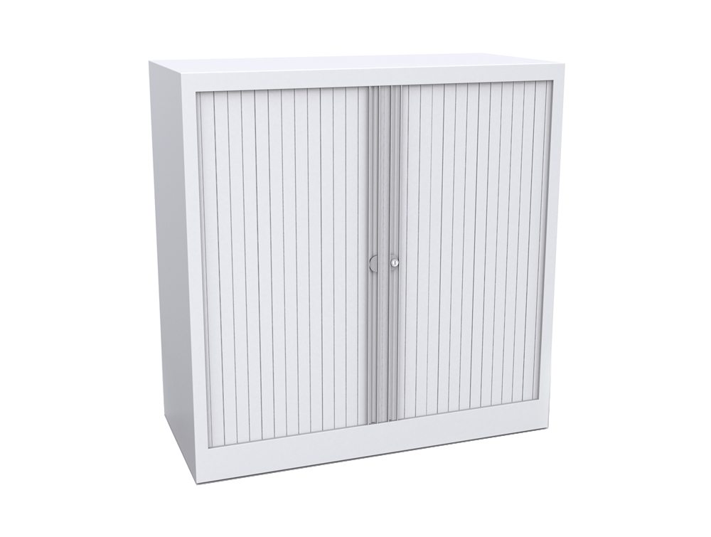 Bisley Tambour Cupboard Steel Side-Opening 40 Inch High - White