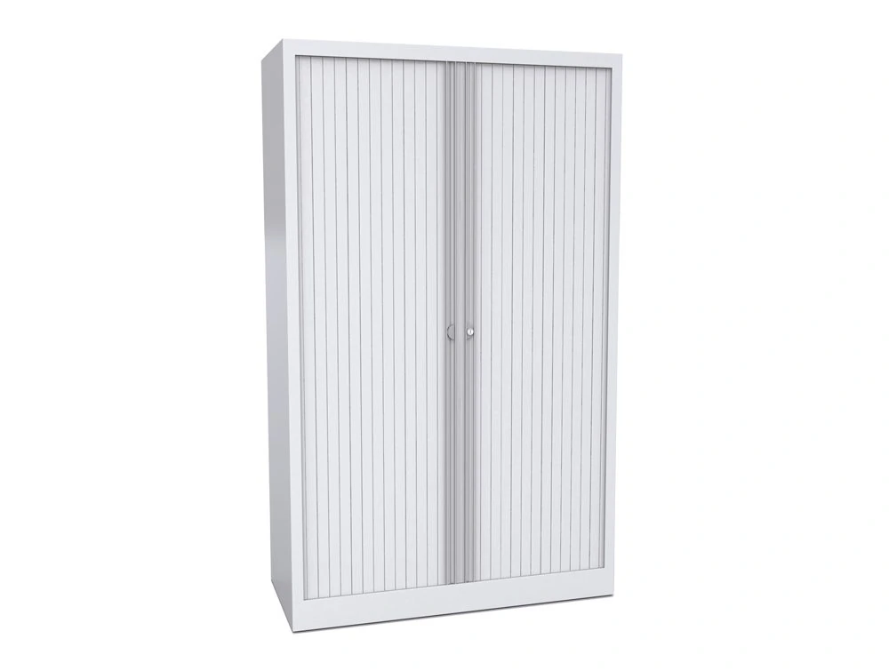 Bisley Tambour Cupboard Steel Side-Opening 65 Inch High - White
