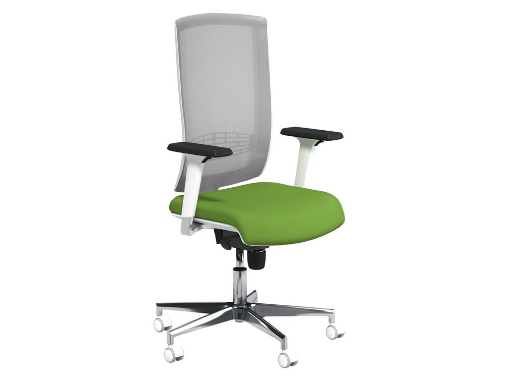 Begin Mesh High Backrest White Swivel Chair With Chrome Base In Begin Mesh High Backrest White Swivel Chair With Chrome Base In E051 Green And Grey