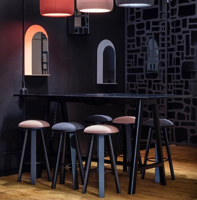BuzziMilk Stool 10 in Bar Size with Different Color in Bar Setting