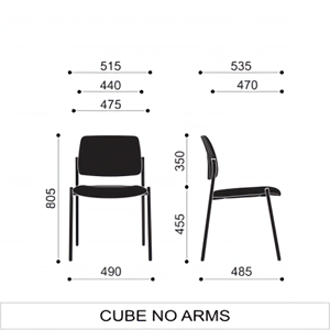 Cube Multipurpose Stacking Chair with Chrome Frame in Black Dimension 1 Cube Multipurpose Stacking Chair with Chrome Frame in Black Dimension 1