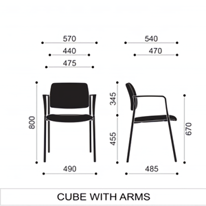 Cube Multipurpose Stacking Chair with Chrome Frame in Black Dimension 2 Cube Multipurpose Stacking Chair with Chrome Frame in Black Dimension 2