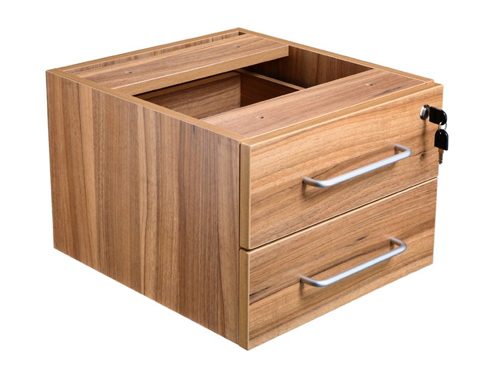 Elite Return Unit Fixed 2 Drawer Pedestal - Black Walnut