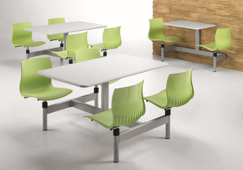 Fast Food Seating Four or Two Seater Fixed Table and Chair Apple Green and White Fast Food Seating Four or Two Seater Fixed Table and Chair Apple Green and White