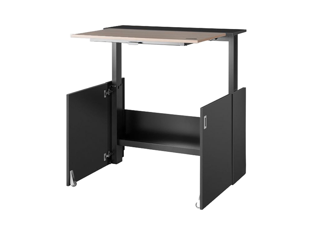 HomeFit Smart Cabinet with Height Adjustable Worktop and Storage Shelf in Black