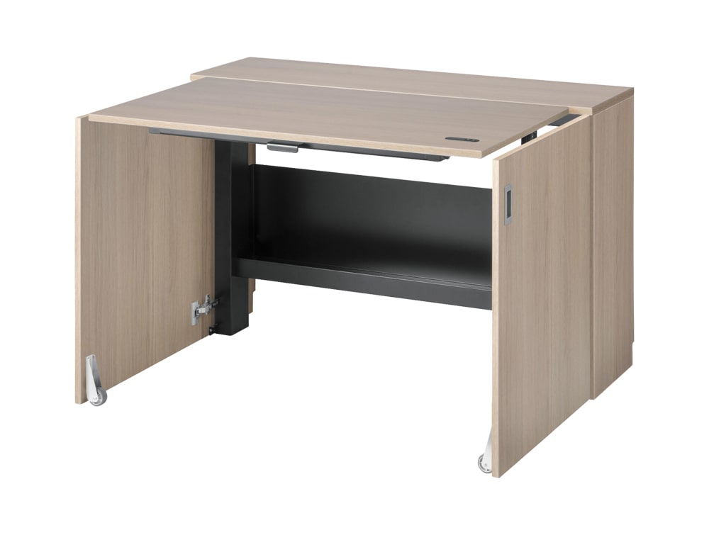 HomeFit Smart Cabinet with Height Adjustable Worktop and Storage Shelf in Oak
