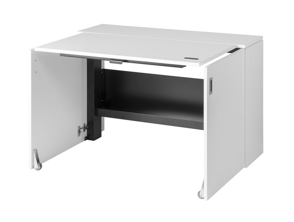 HomeFit Smart Cabinet with Height Adjustable Worktop and Storage Shelf in White