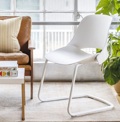 Humanscale Trea Chair with Ergonomic Comfort for Office and Home 7 with Four Leg Base and White Finish with Brown Sofa