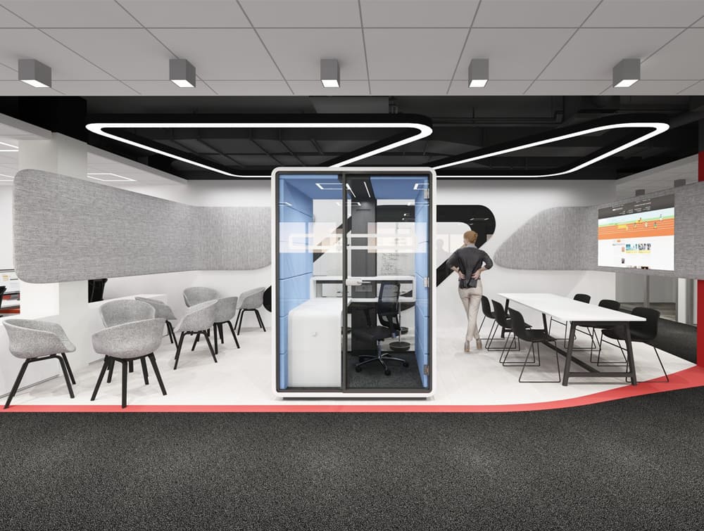 Mikomax Hush Work Acoustic Individual Booth With Desk Mikomax Hush Work Acoustic Individual, Hush Office Sofa Booth Seating