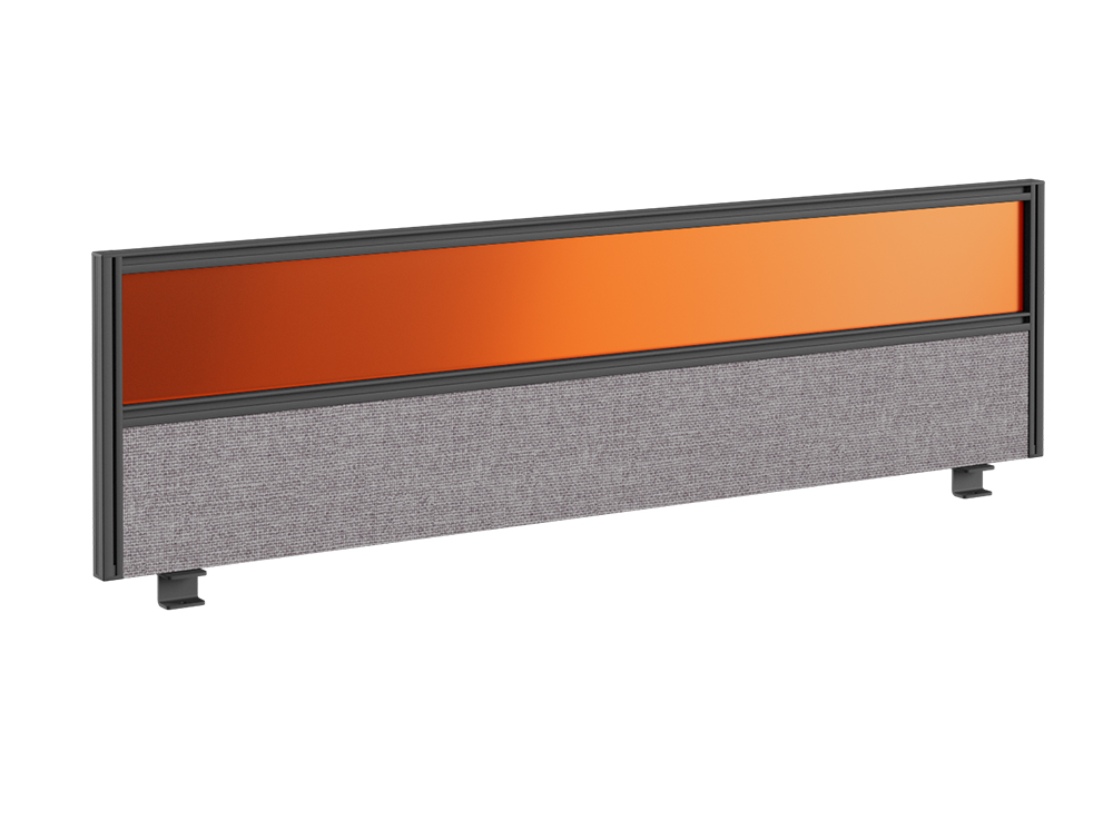 Join Up Straight Desk Half Glazed Fabric Screen with Single Toolbar - 1200 x 380mm