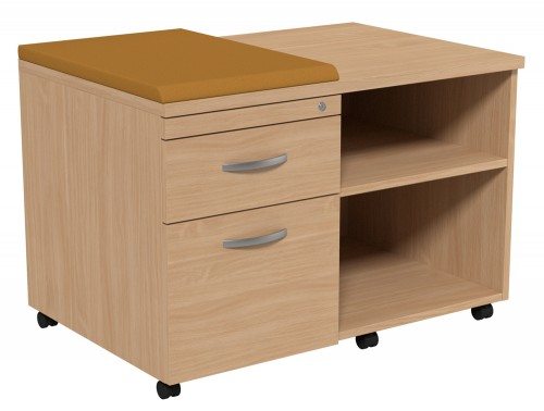 Kito Side Pedestal With Storage Underdesk Mobile Unit Small Cushion BE EV 18 L In Beech