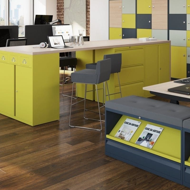 Lime Green Storage Systems with Stools and Benches