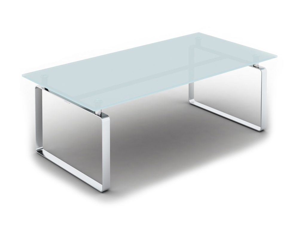 Loop Rectangular Glass Coffee Table with Closed Chrome Frame