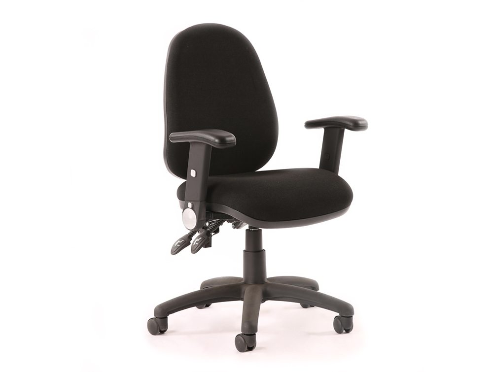 Luna 2 Lever Task Operator Chair Luna Ii Lever Task Operator Chair Black With Height Adjustable And Folding Arms Image 1