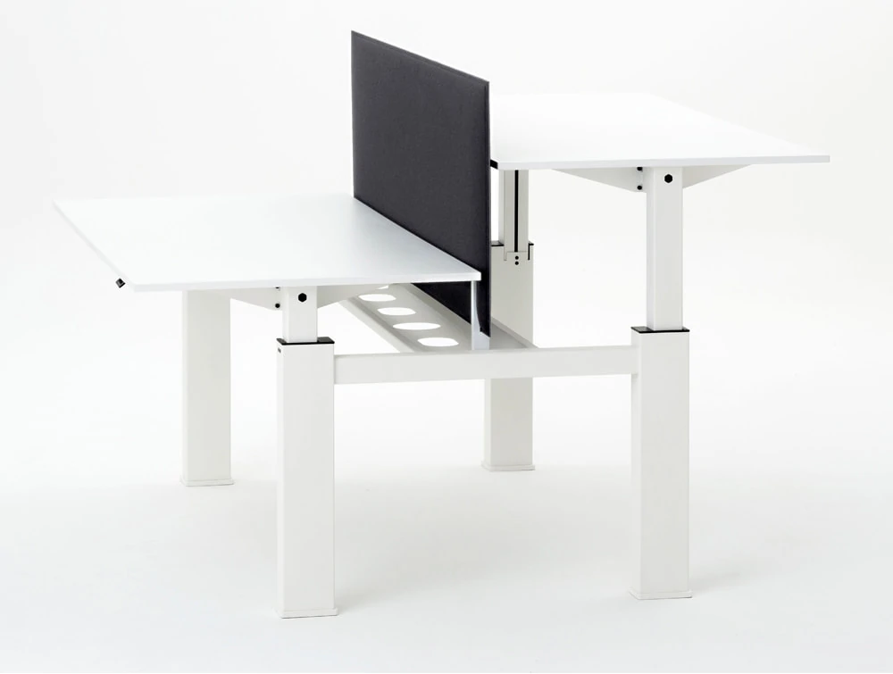 Mara Follow SitStand Bench Desk 299B Black Top, White Frame, 1800mm
