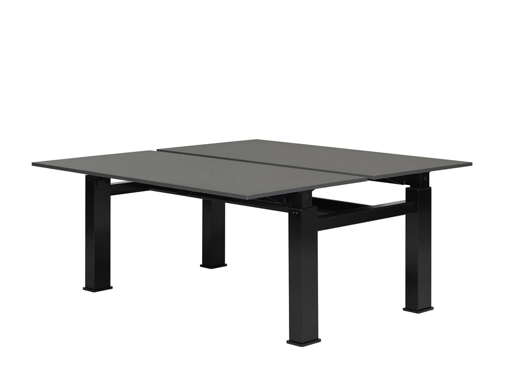 Mara Follow SitStand Bench Desk 299B Black Top, White Frame, 1800mm