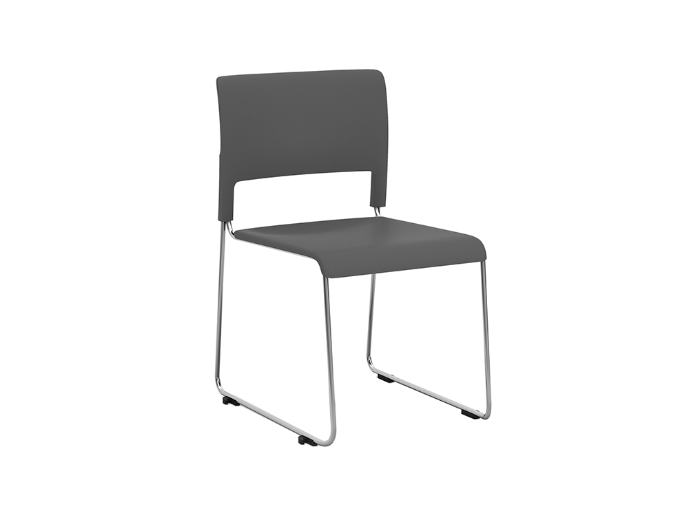 Mario Collection Armless Stackable Side Chair, All Charcoal with Chrome Frame