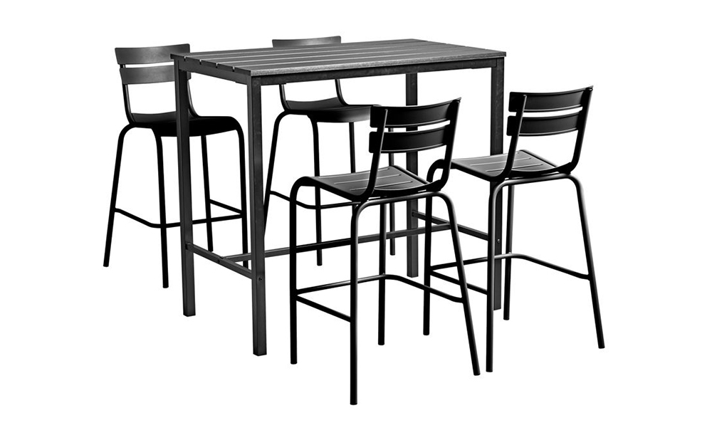 Marlow Outdoor Black Poseur Dining Set