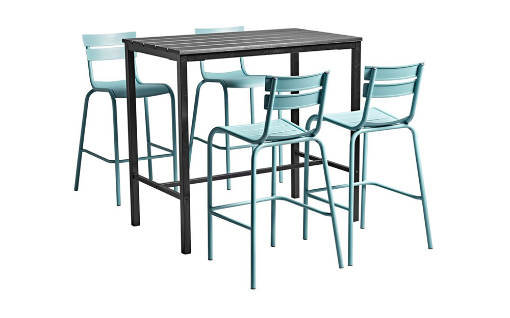 Marlow Outdoor Light Blue Poseur Dining Set