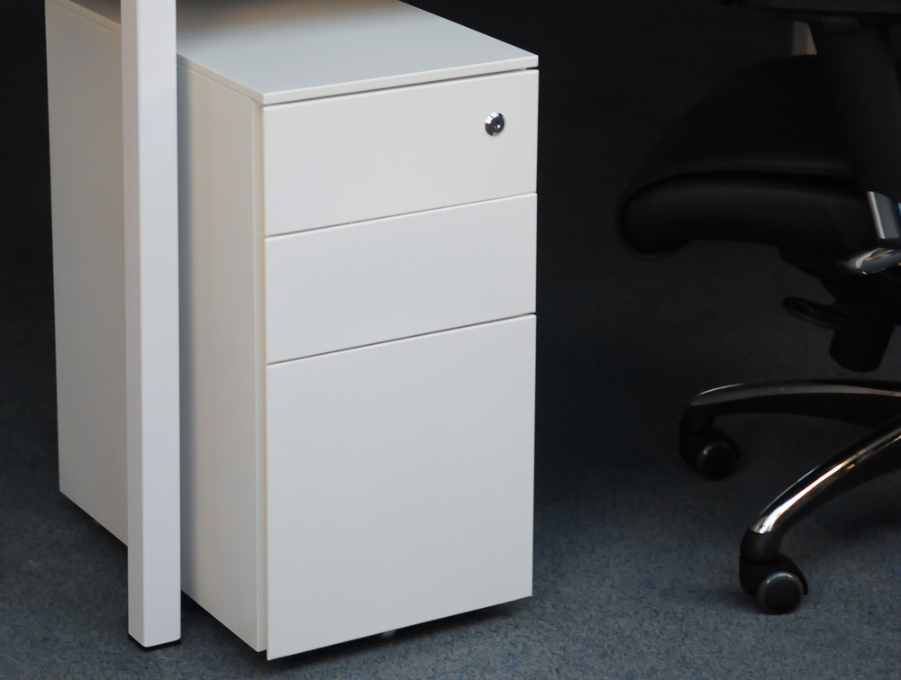 Cube Narrow Steel Pedestal Stylish Storage Solution From Radius Office Metalicon Cube Narrow Steel Pedestal 1 Personal Drawer 2 Filing Drawers White