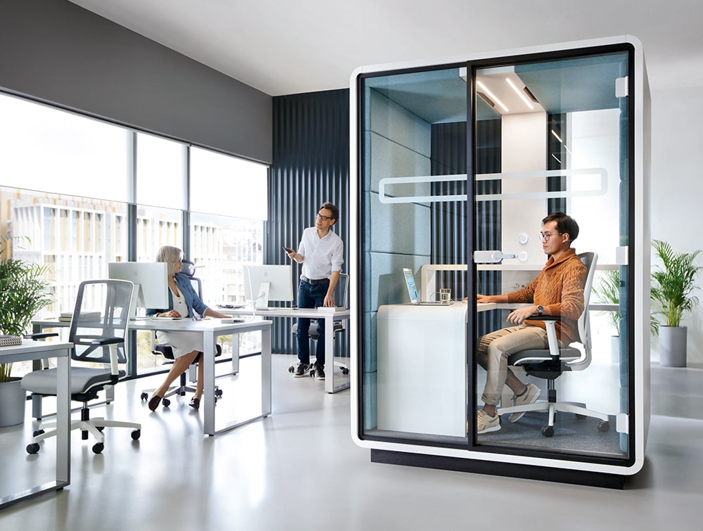 Mikomax Hush Work Acoustic Individual Booth With Desk Mikomax Hush Work Acoustic Individual, Hush Office Sofa Booth Seating