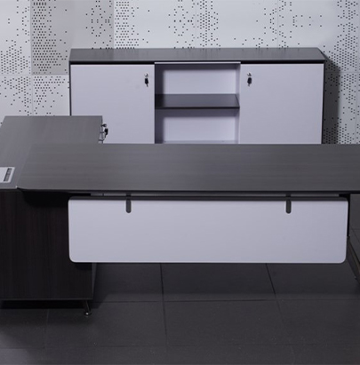 Nero Executive Sideboard Unit with Keys with Executive Desk with Modesty Panel