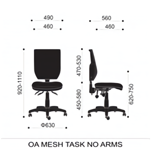 OA Mesh Back Task Operator Chair in Black Dimension 4 OA Mesh Back Task Operator Chair in Black Dimension 4