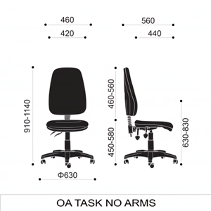 OA Task Operator Office Chair with Adjustable Arms in Blue Dimension 1 OA Task Operator Office Chair with Adjustable Arms in Blue Dimension 1