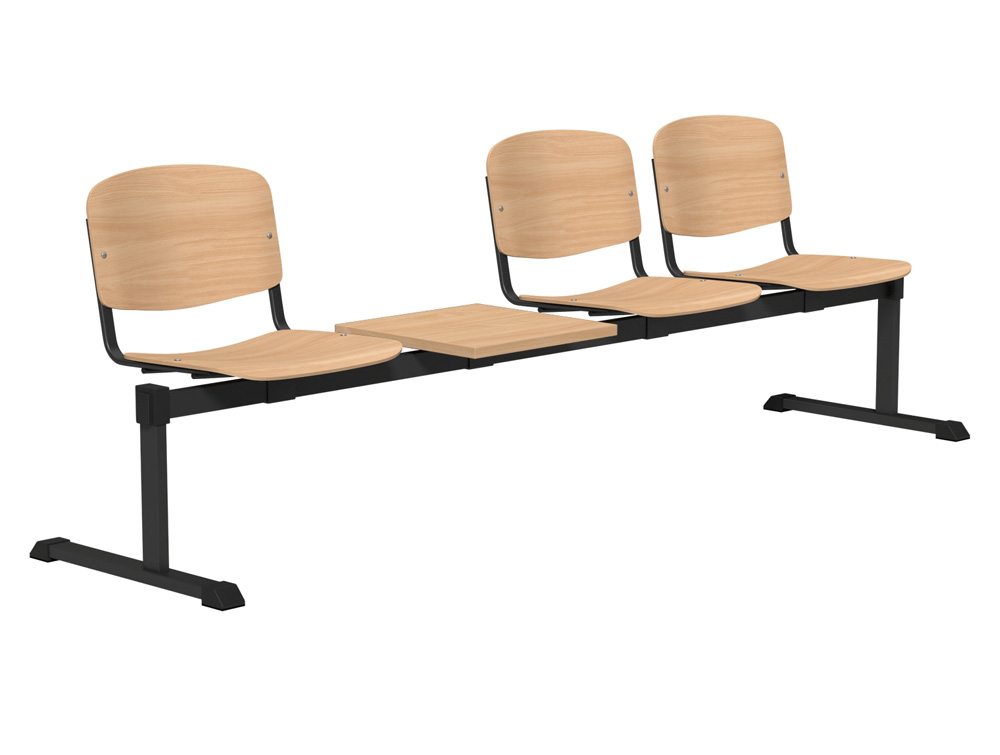 Oi Series Bench Seat In Wood With Table Visitor Beam Seating Oi Series 4 Position Bench Seat In Wood With Table