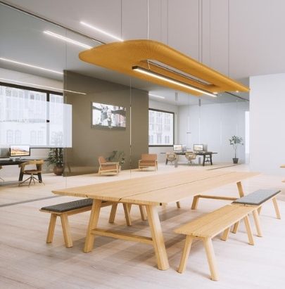 Orange Celing Panel in Canteen Area