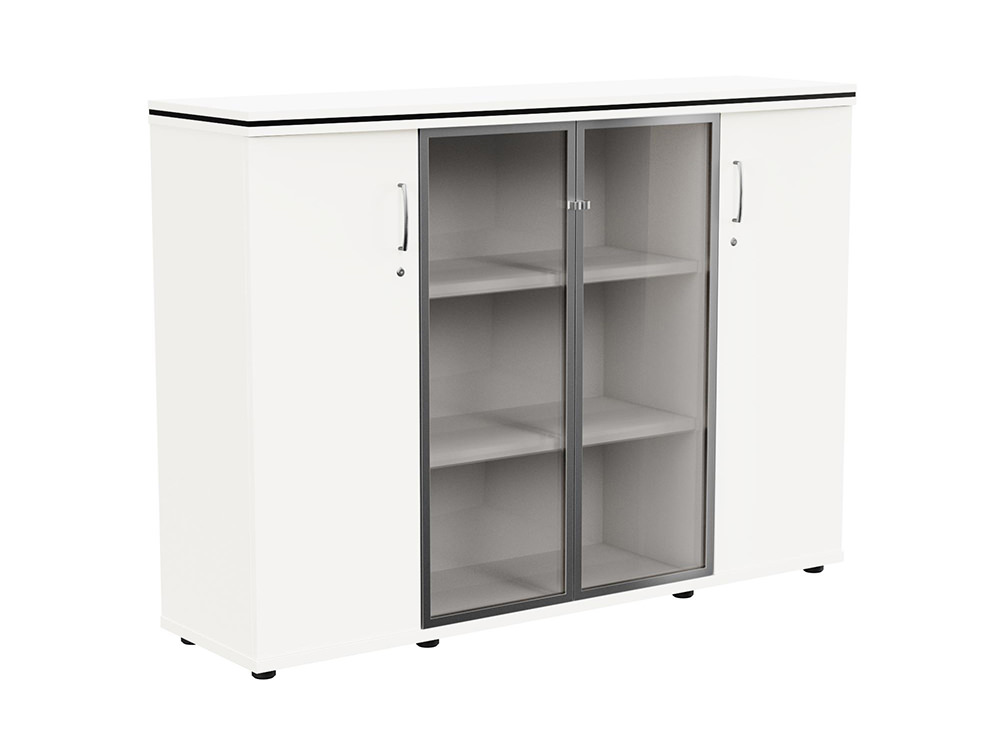 Oskar 3 Level Storage Unit With Glass Doors White Storage Unit With Glass Doors, White Storage Unit With Glass Doors