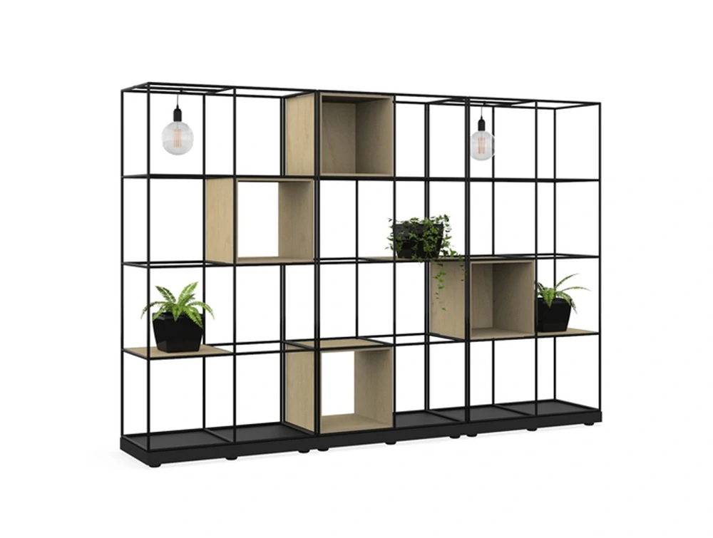 Spacestor Palisades Metal Grid Office Space Dividers with Storage
