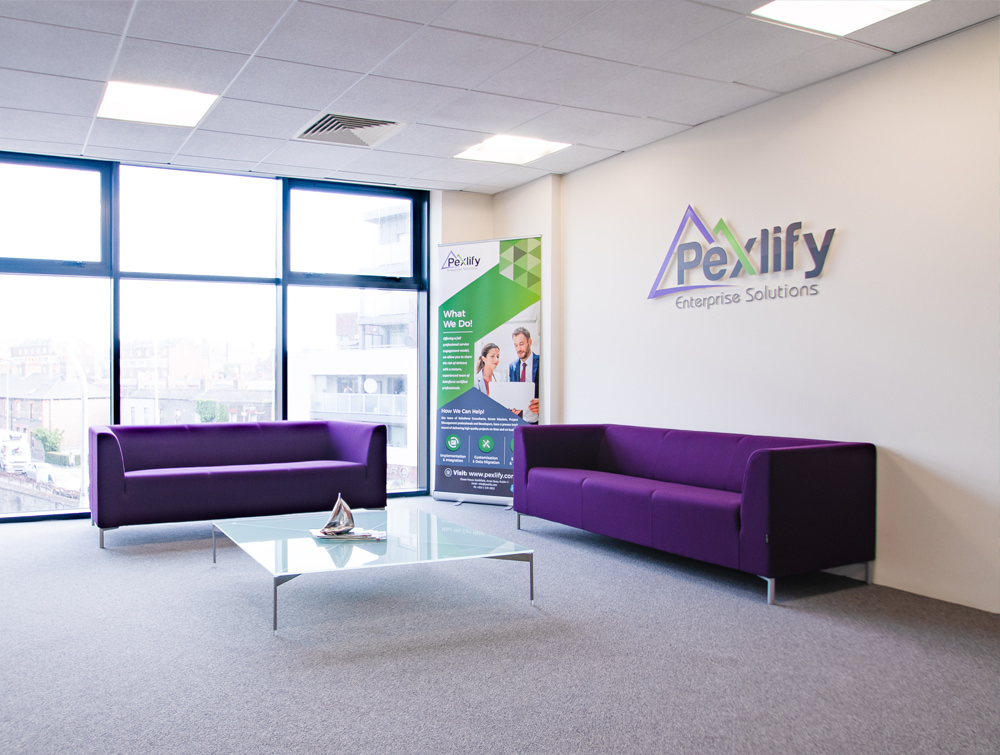 Pexlify Office Layout Purple Reception Seating