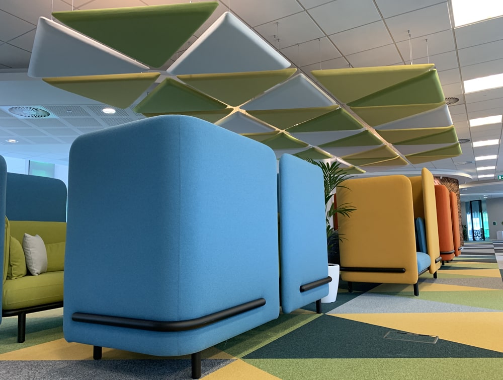 Playrix Office High Roof Meeting Dens with Overhead Acoustic Panels for Privacy