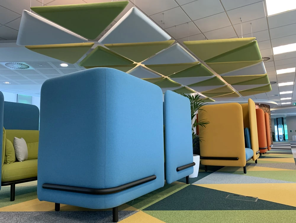 Playrix Office High Roof Meeting Dens with Overhead Acoustic Panels for Privacy