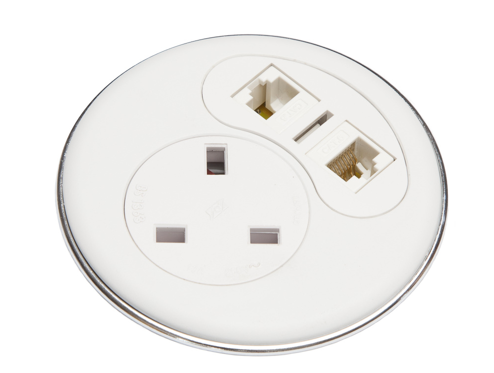 Punto In-Desk Power Module with 1x Power and 2x Data - White