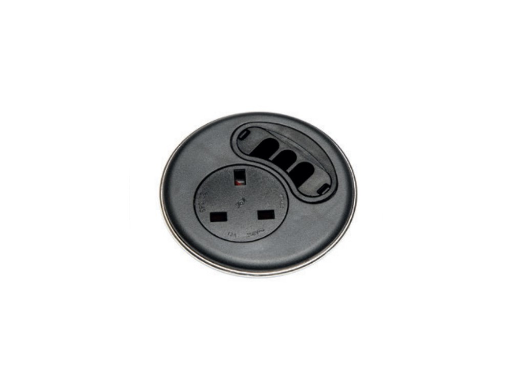 Punto In-Desk Power Module with 1x Power and Cable Channels - Black