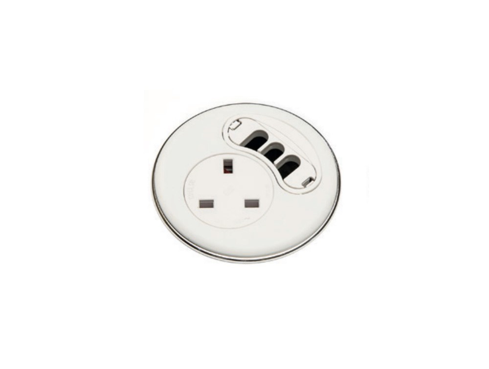 Punto In-Desk Power Module with 1x Power and Cable Channels - White