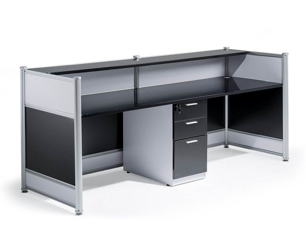 Dynamo High Gloss 2 Seater Reception Unit With Storage In Black