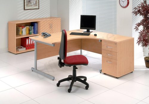 Trexus Intro Managers Armchair with High Back Monitor Arm Desk Mount in White and Silver
